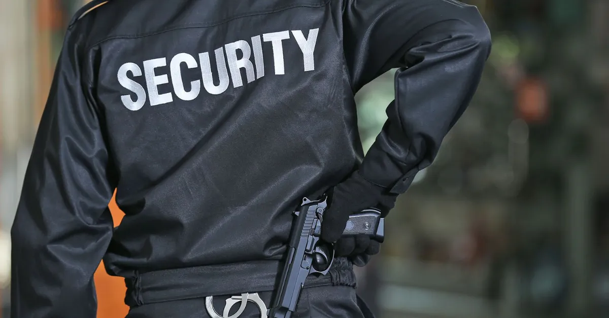 Armed security officer on duty at an Atlanta commercial property